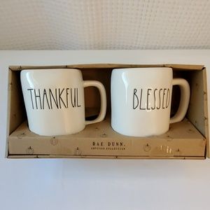 RAE DUNN "THANKFUL" & "BLESSED" Mug Set